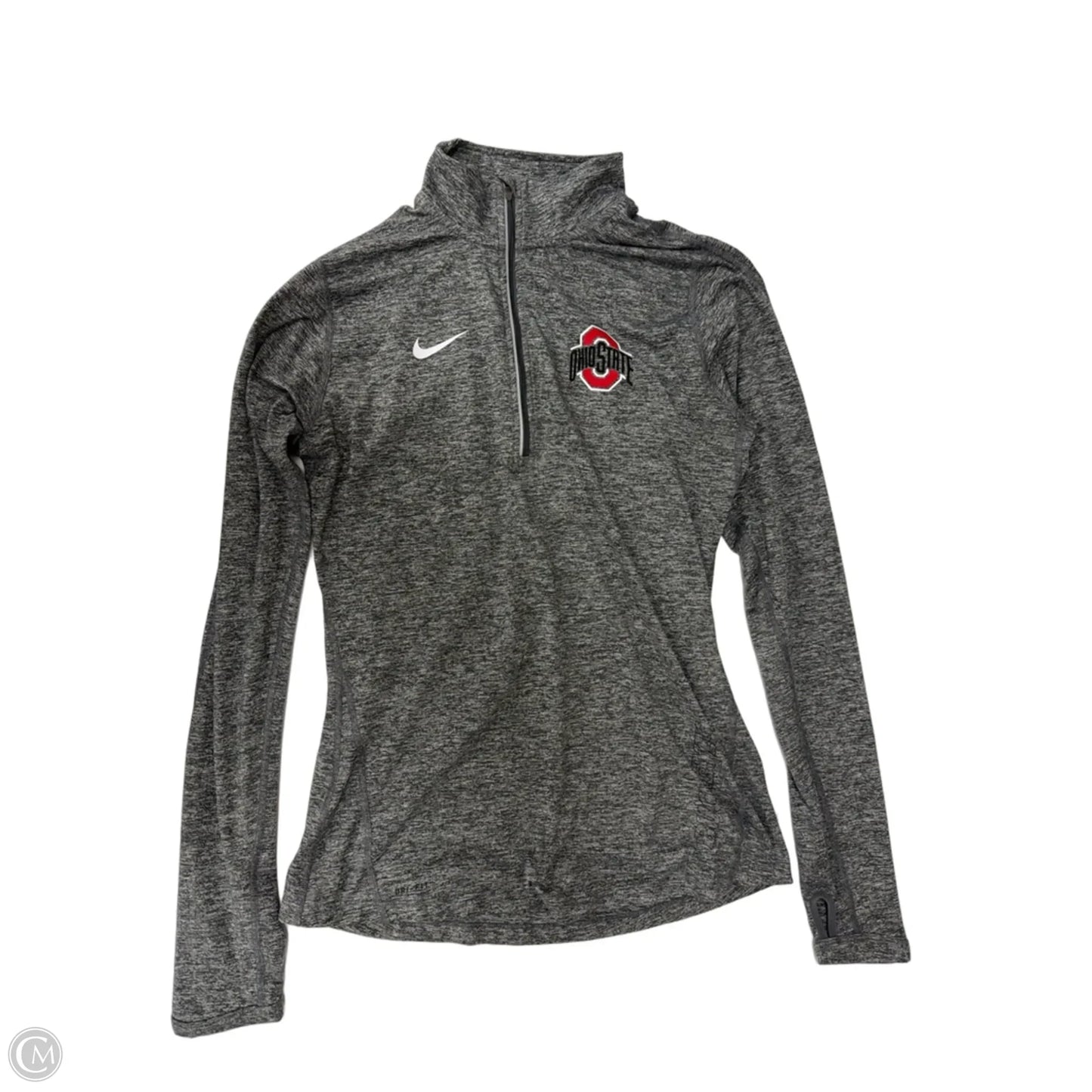 Athletic Top Long Sleeve Collar By Nike Apparel In Grey, Size: S
