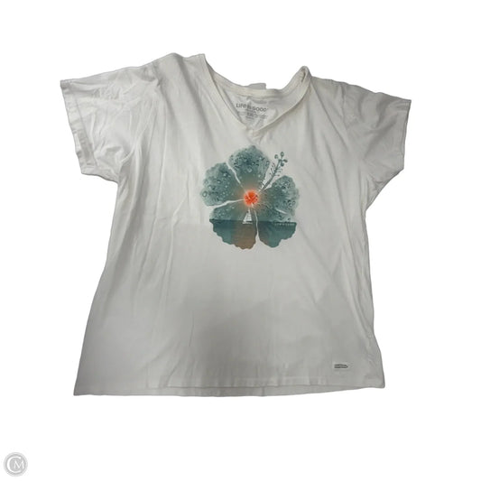 Top Short Sleeve By Life Is Good In Cream, Size: 1x