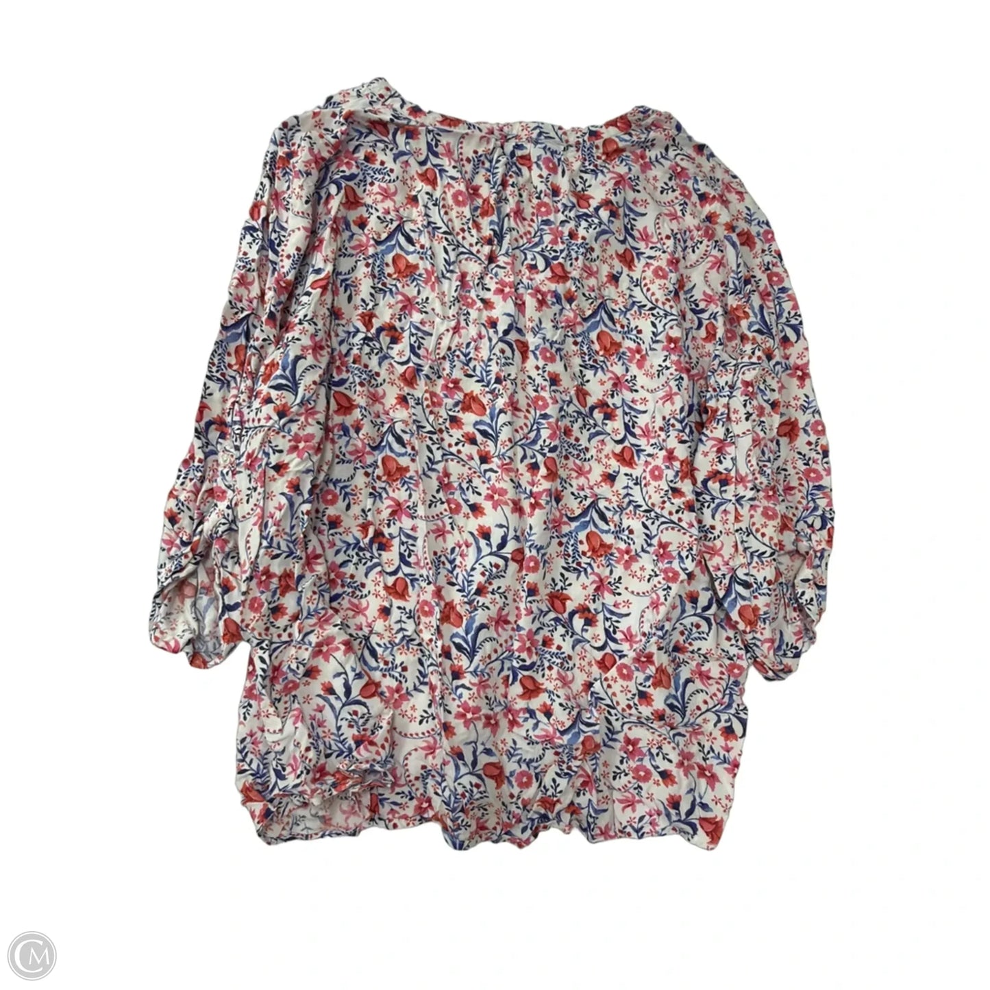 Top 3/4 Sleeve By Basic Editions In Floral Print, Size: 2x