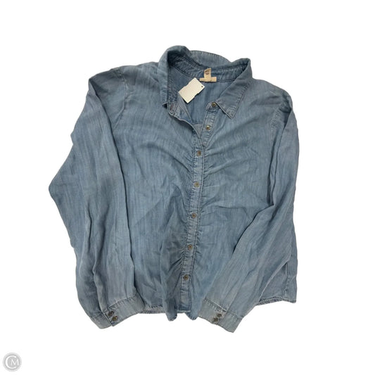 Top Long Sleeve By Ana In Blue Denim, Size: L