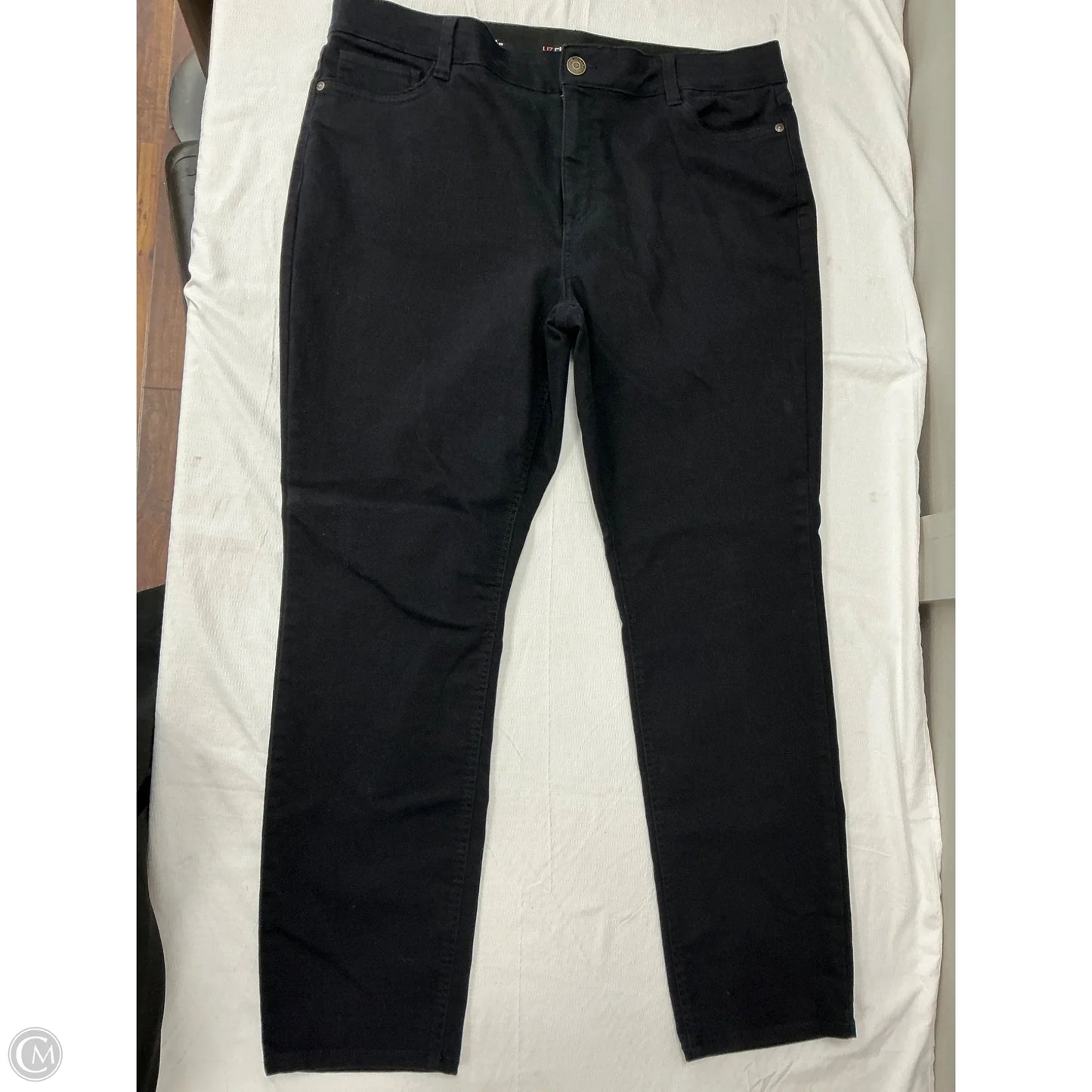 Jeans Straight By Liz Claiborne In Black Denim, Size: 18