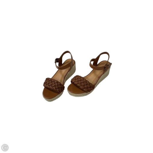 Sandals Heels Wedge By Time And Tru In Brown, Size: 7