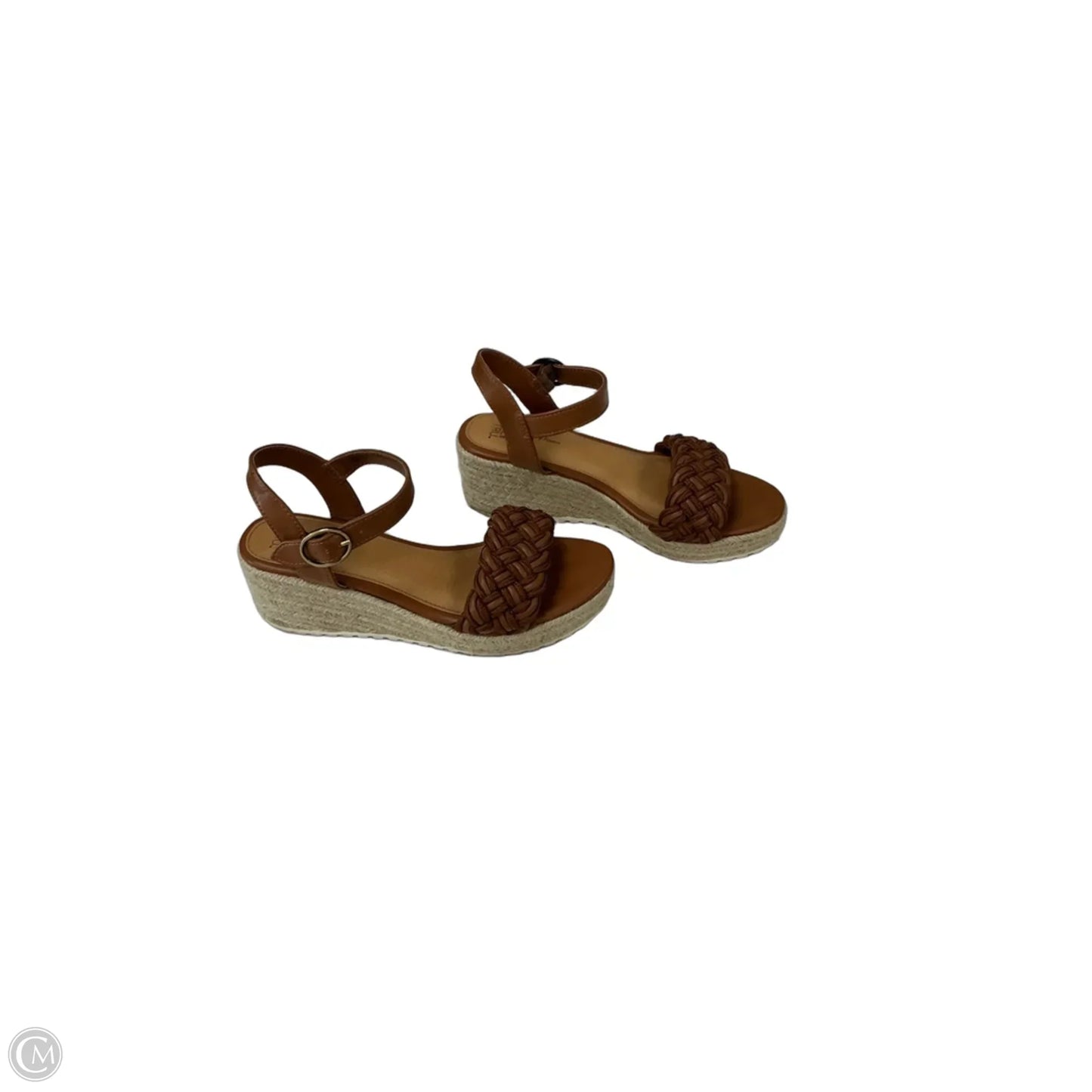 Sandals Heels Wedge By Time And Tru In Brown, Size: 7
