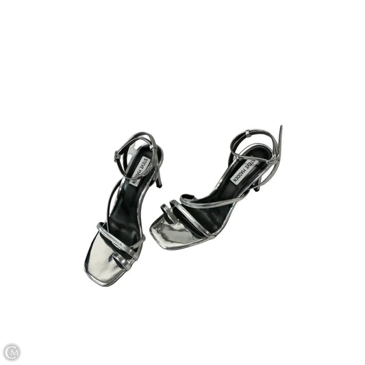 Sandals Heels Stiletto By Steve Madden In Silver, Size: 7