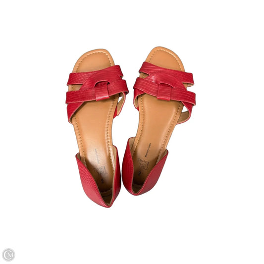 Sandals Flats By Time And Tru In Red, Size: 9