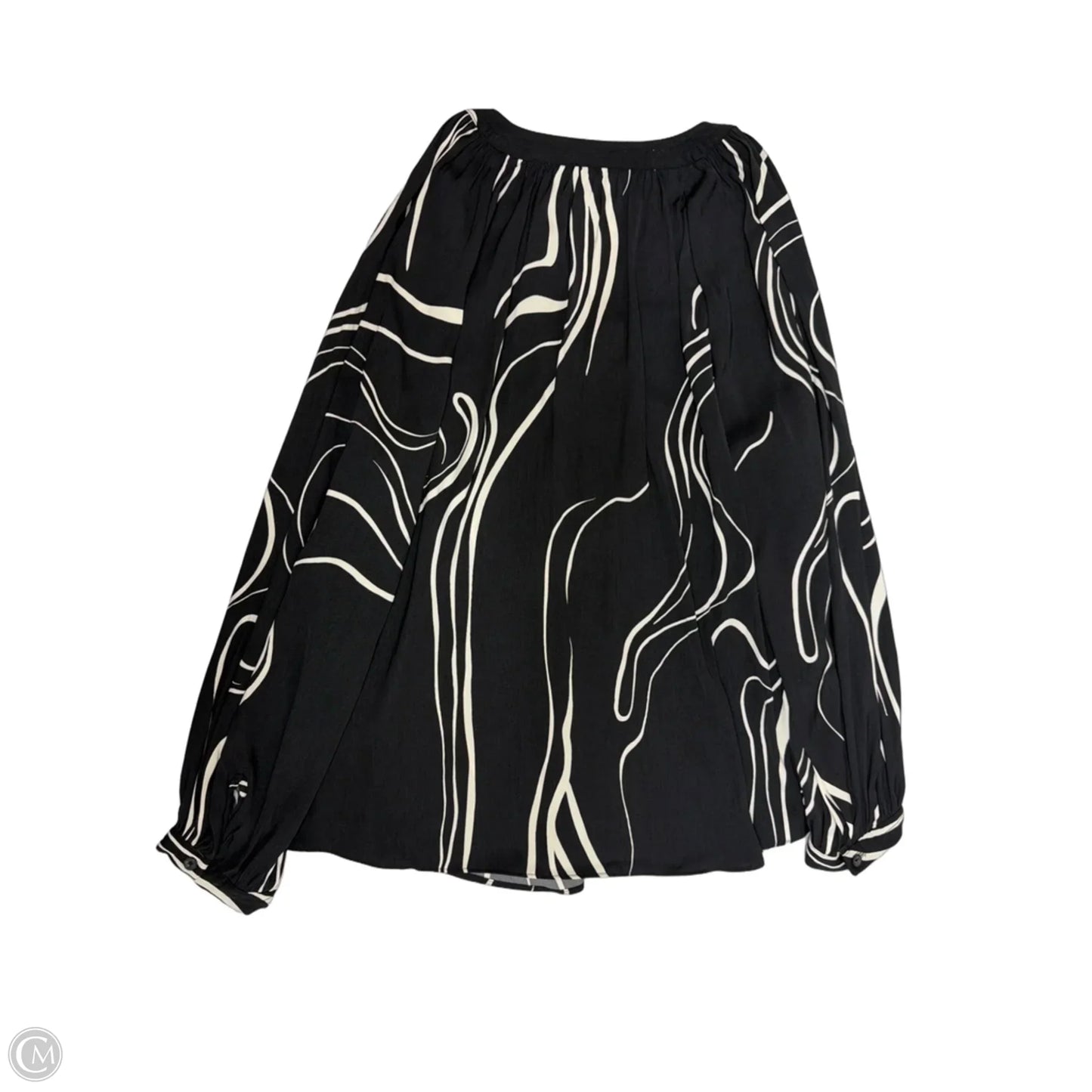 Top Long Sleeve By Nine West Apparel In Black & Cream, Size: L