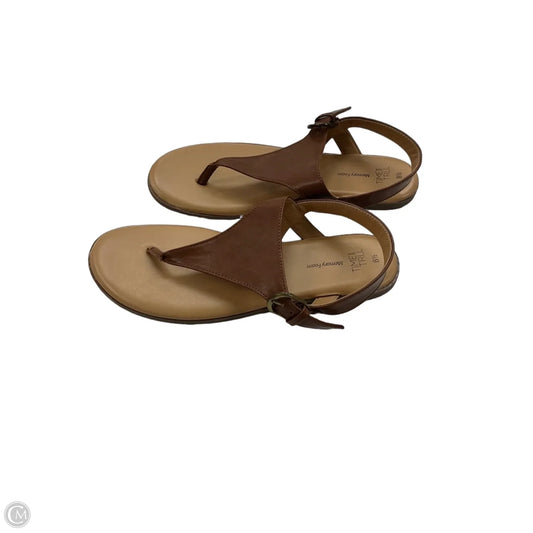 Sandals Flats By Time And Tru In Brown, Size: 8.5