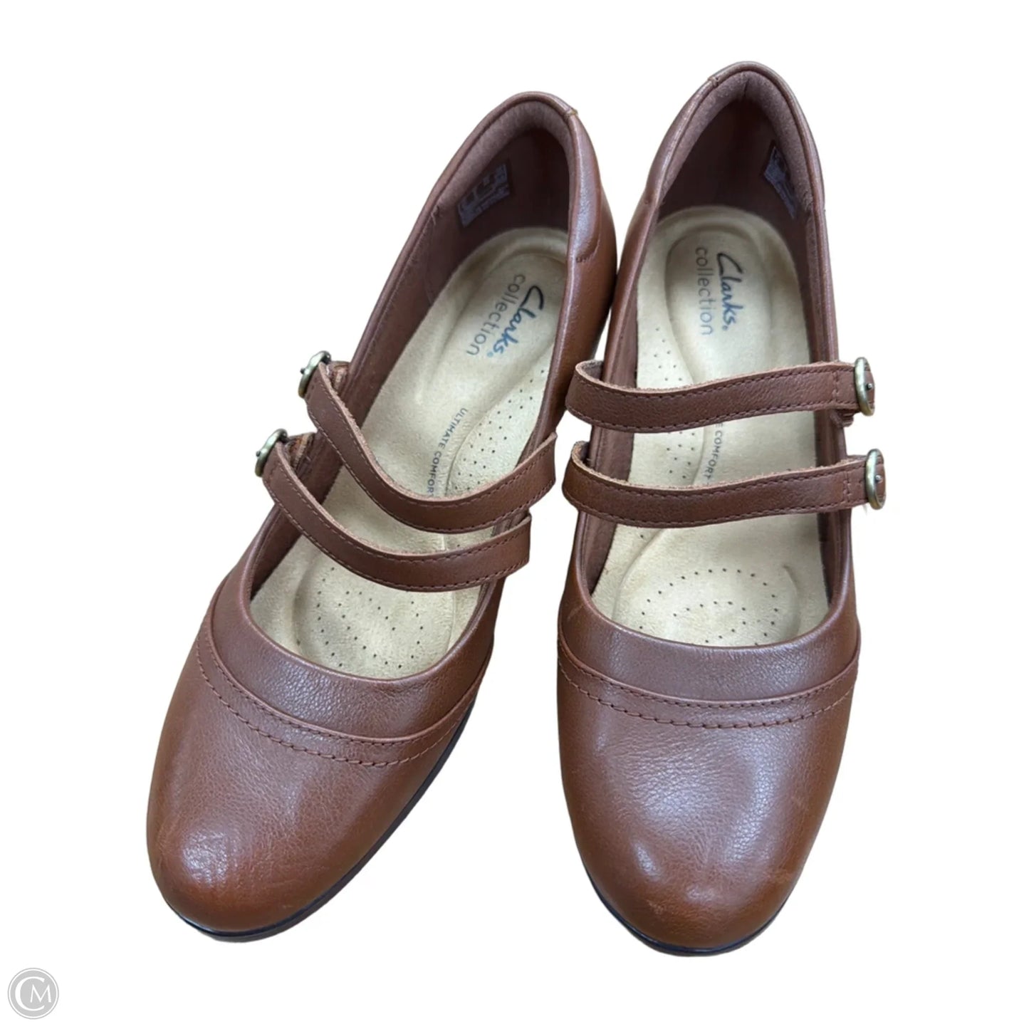 Shoes Heels Block By Clarks In Brown, Size: 9