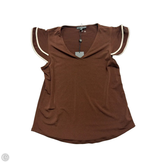 Top Short Sleeve By Adrianna Papell In Brown, Size: Xs