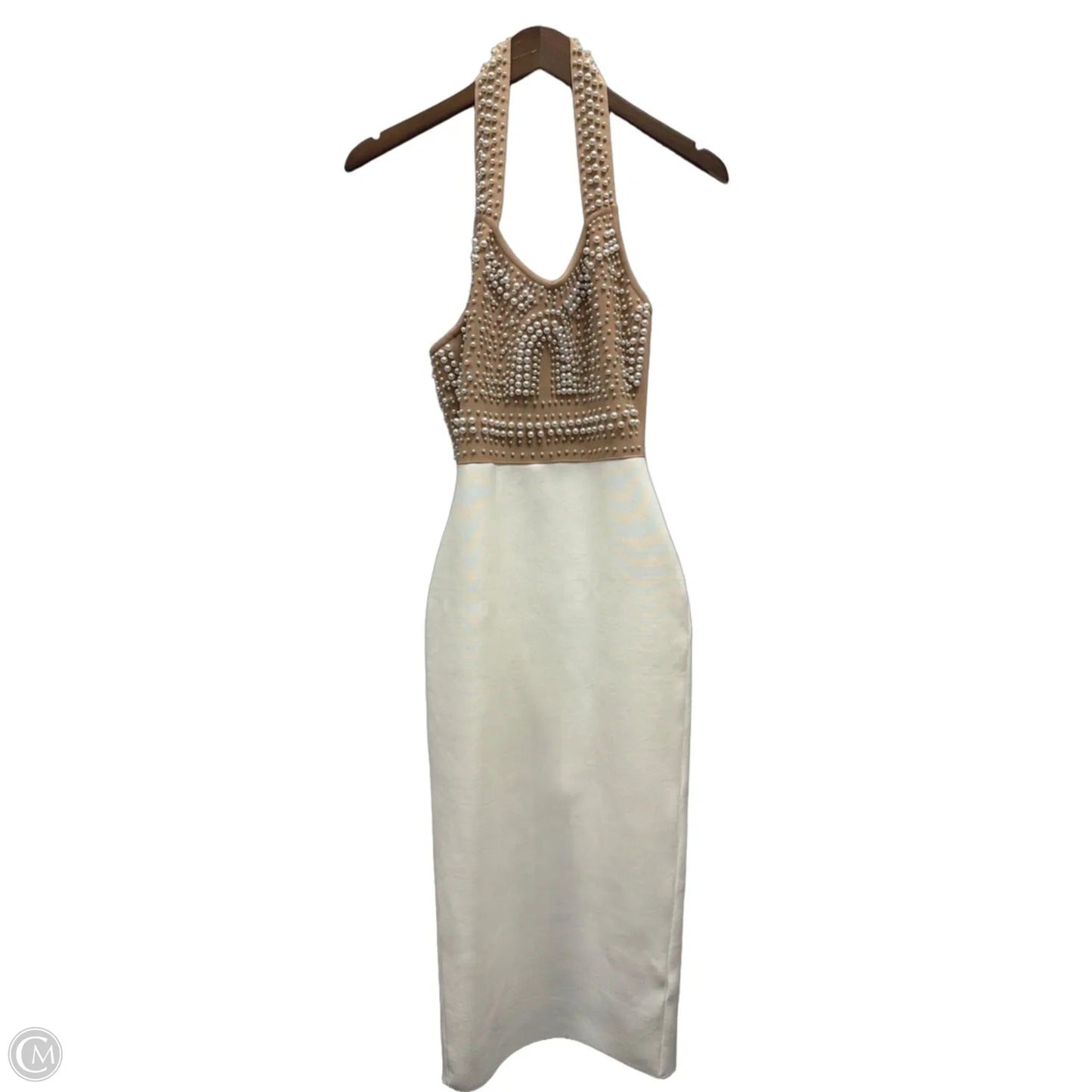 Dress Party Midi By Clothes Mentor In Brown & White, Size: S