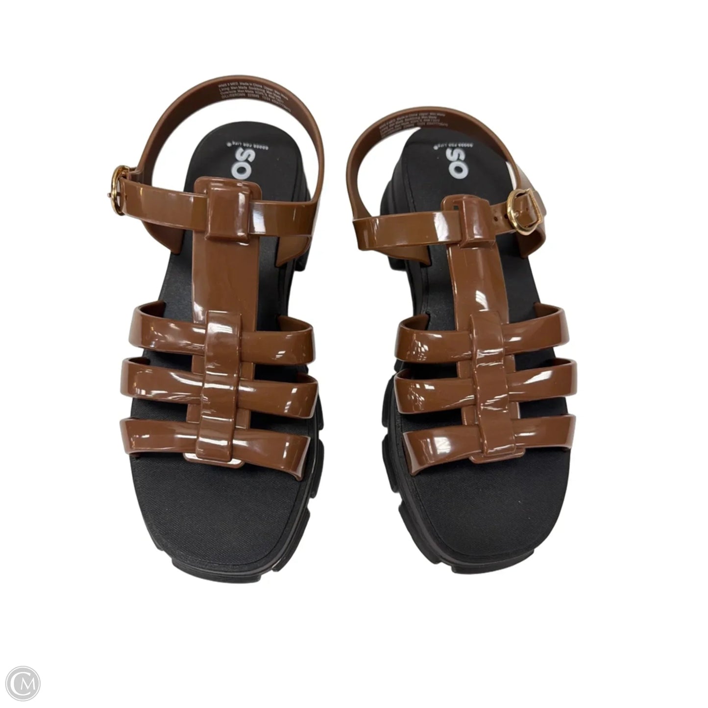 Sandals Flats By So In Brown, Size: 9