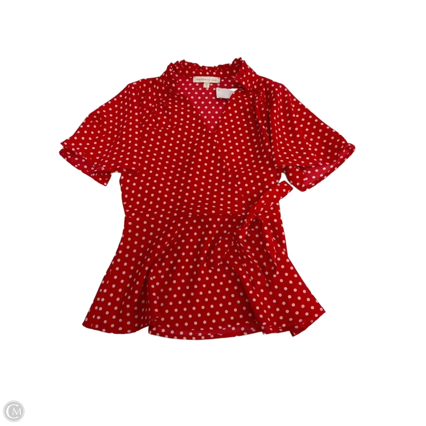 Top Short Sleeve By Monteau In Polkadot Pattern, Size: S