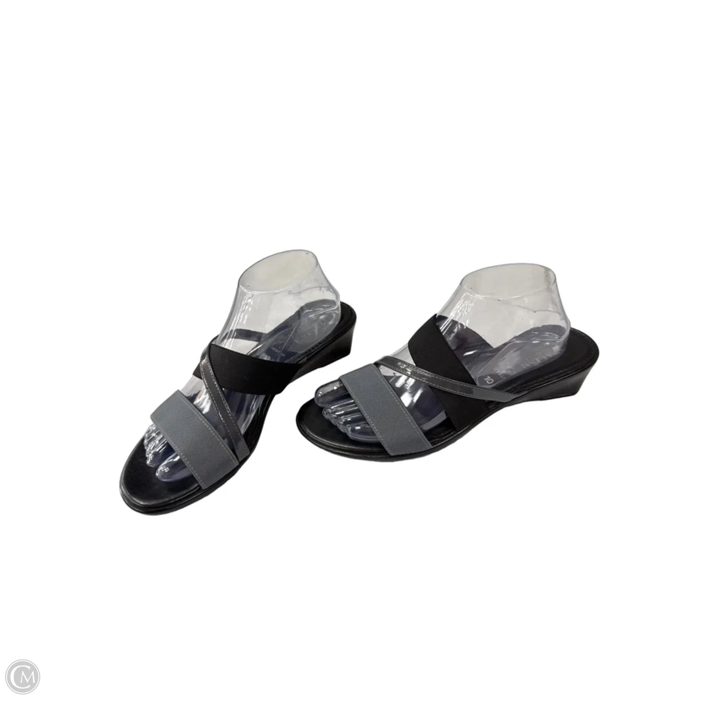 Sandals Heels Wedge By Italian Shoemakers In Black, Size: 10