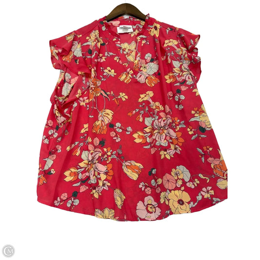 Top Short Sleeve By Liz Claiborne In Floral Print, Size: 1x