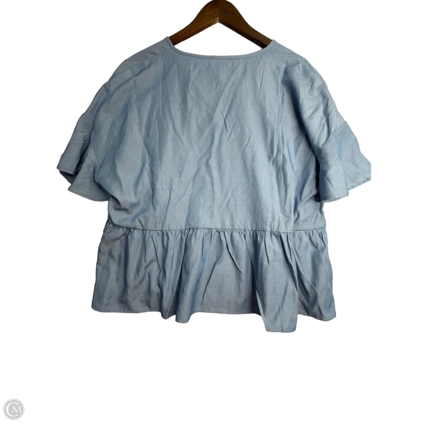 Top Short Sleeve By Jess Lea In Blue Denim, Size: Xl