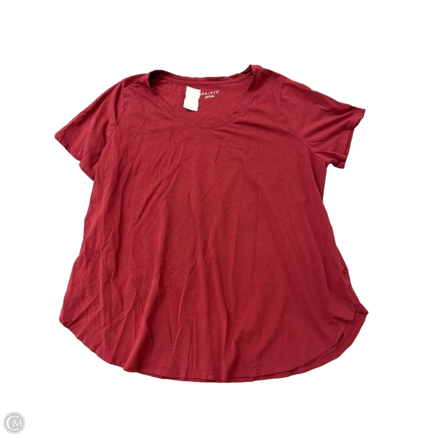 Top Short Sleeve Basic By Ava & Viv In Red, Size: 1x