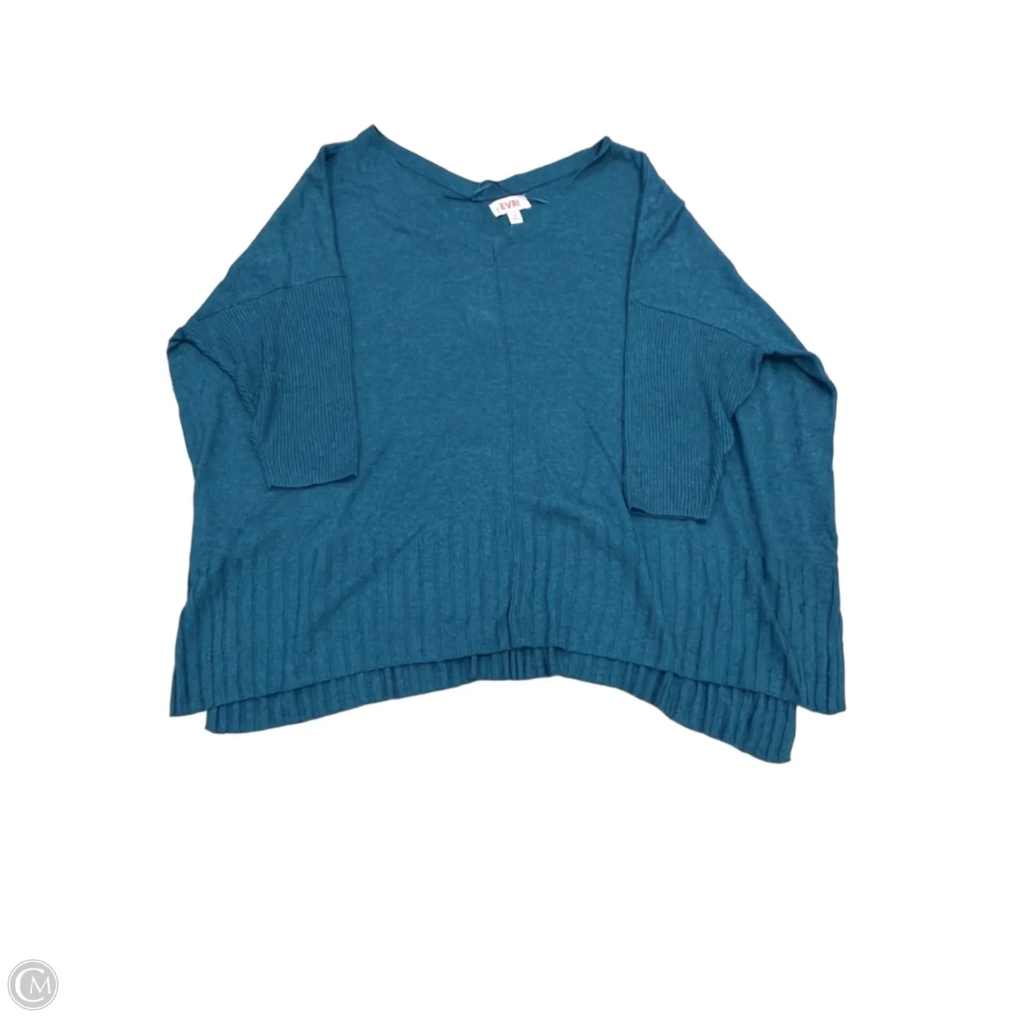 Top 3/4 Sleeve By Evri In Teal, Size: 1x