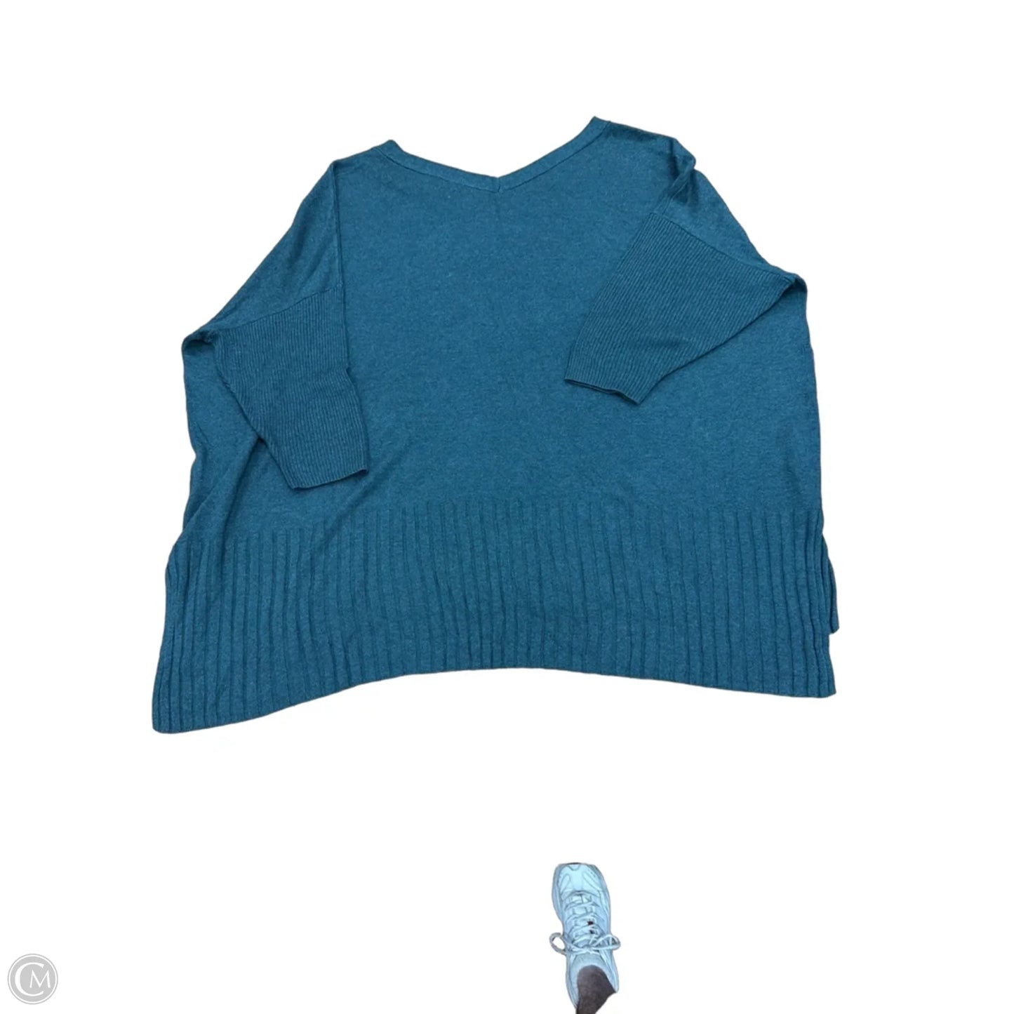 Top 3/4 Sleeve By Evri In Teal, Size: 1x
