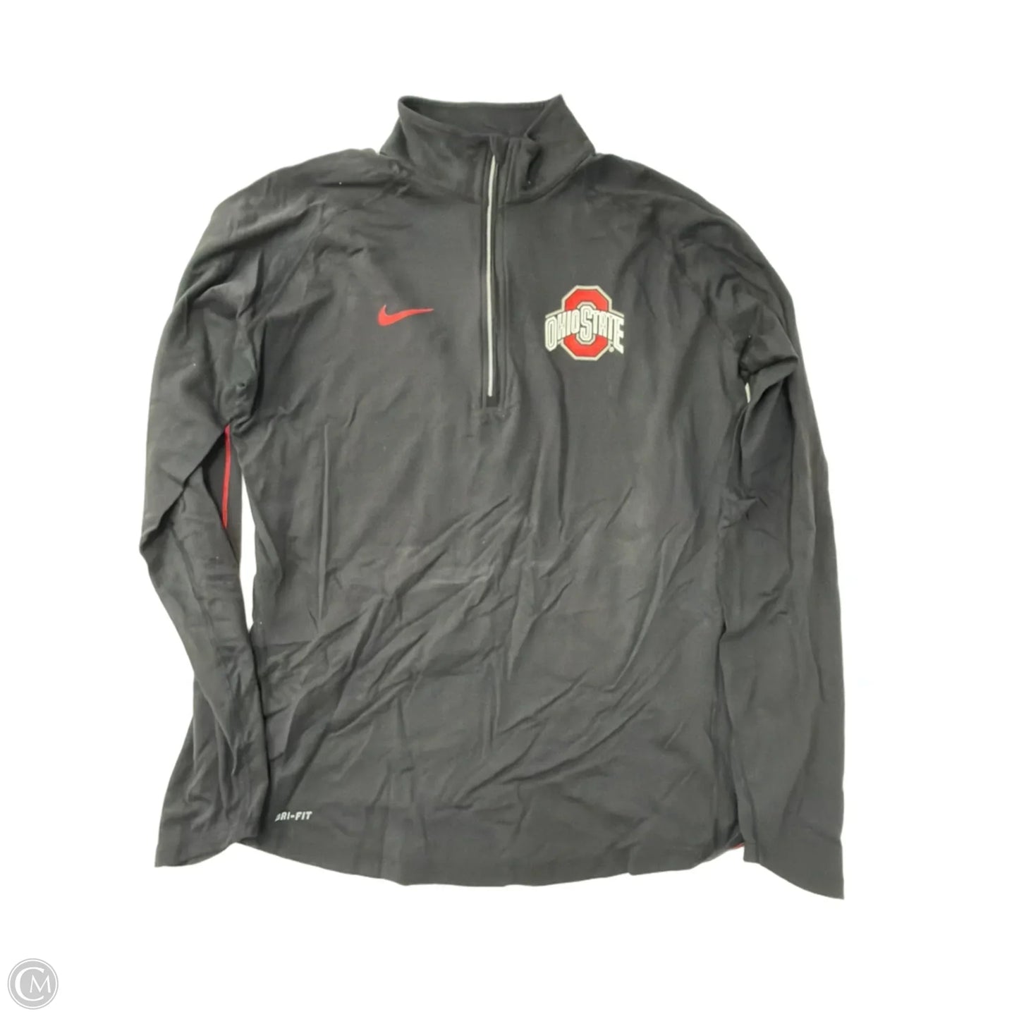 Athletic Top Long Sleeve Collar By Nike Apparel In Black, Size: L