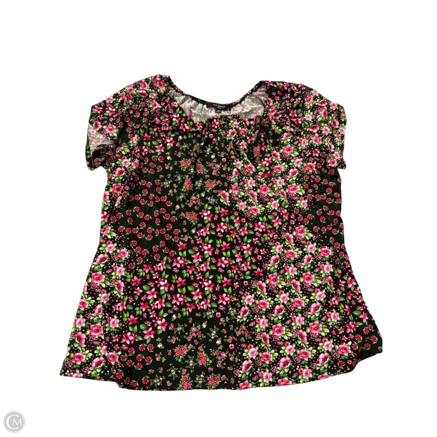 Top Short Sleeve By Liz McCoy In Floral Print, Size: 1x