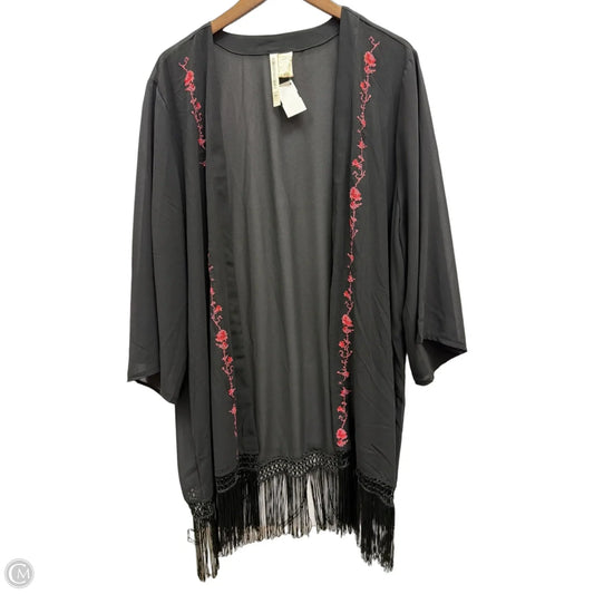 Kimono By Clothes Mentor In Black, Size: Xl