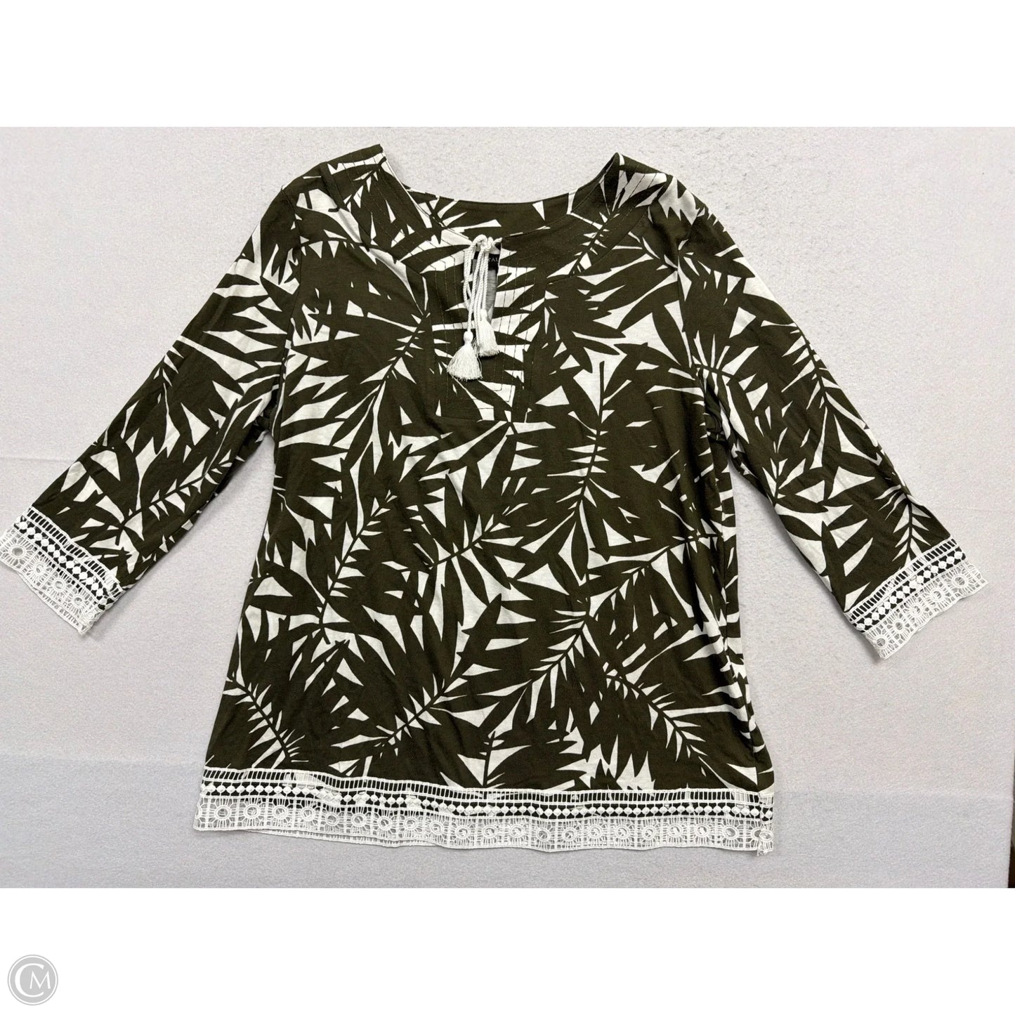 Top 3/4 Sleeve By Talbots In Tropical Print, Size: Xl