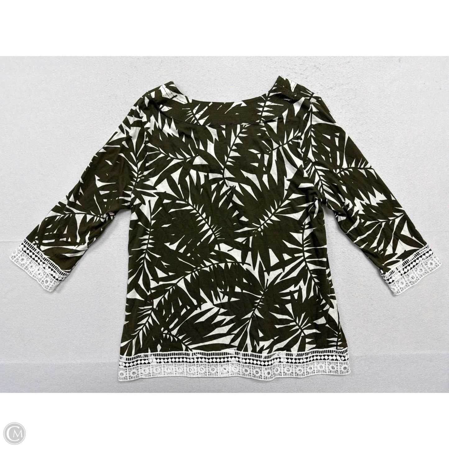 Top 3/4 Sleeve By Talbots In Tropical Print, Size: Xl