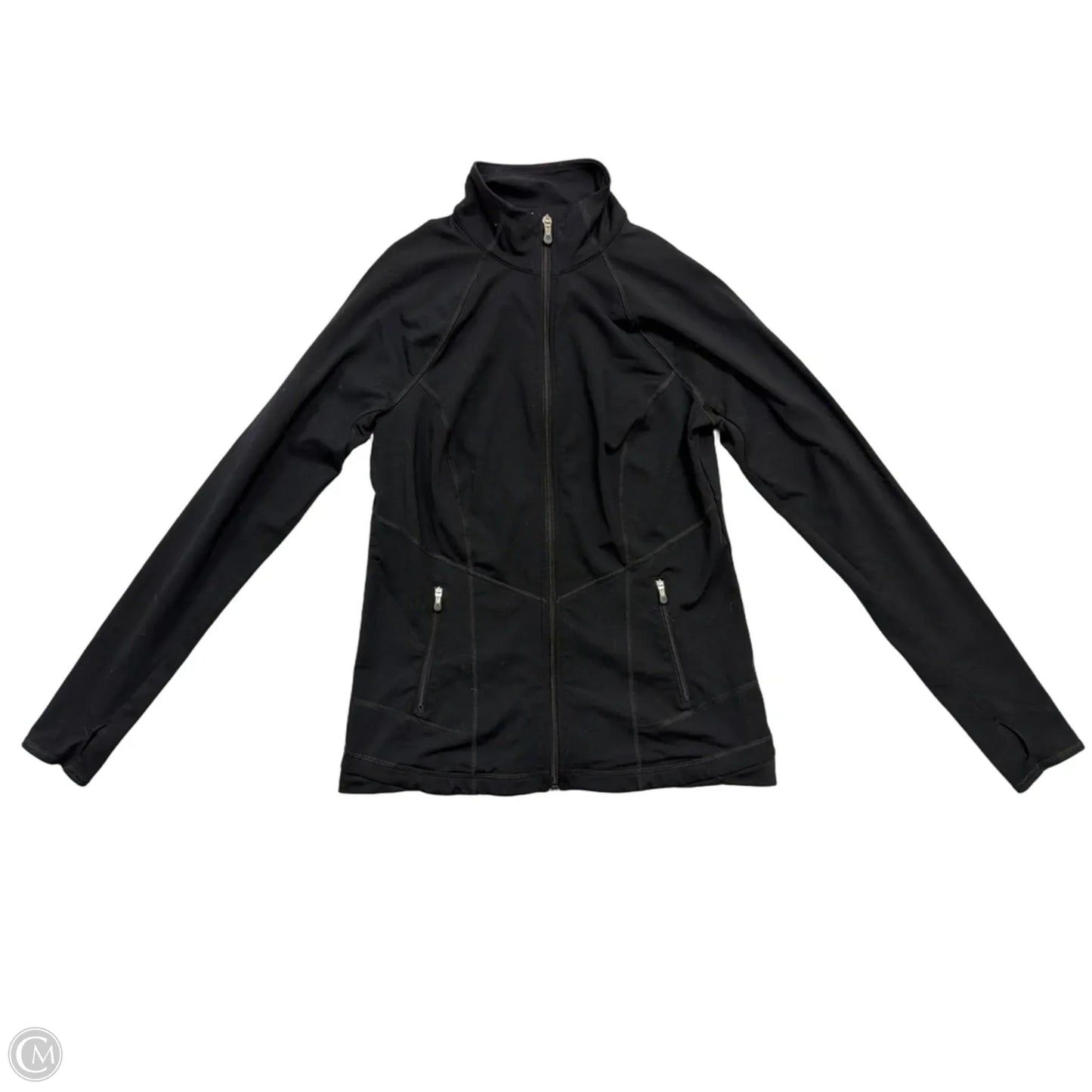 Athletic Top Long Sleeve Collar By Tek Gear In Black, Size: L