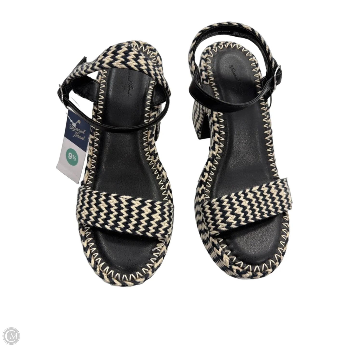 Sandals Heels Platform By Universal Thread In Black & Tan, Size: 9.5