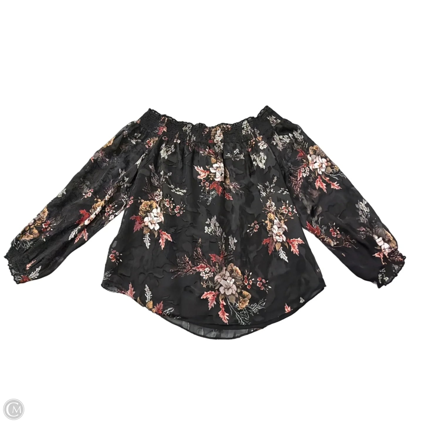 Top Long Sleeve By White House Black Market In Floral Print, Size: Xl
