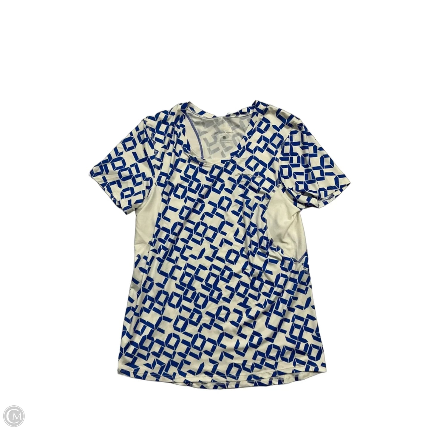 Athletic Top Short Sleeve By Brooks In Blue & White, Size: L