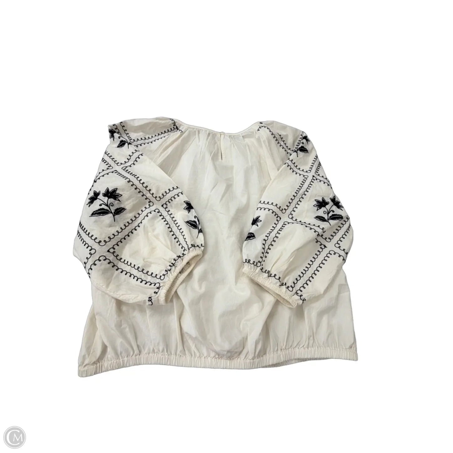 Top Long Sleeve By Loft In Black & Cream, Size: L