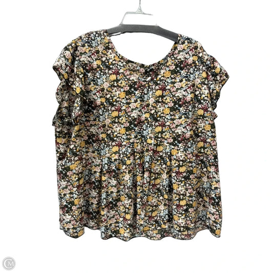 Top Short Sleeve By Shein In Floral Print, Size: 5