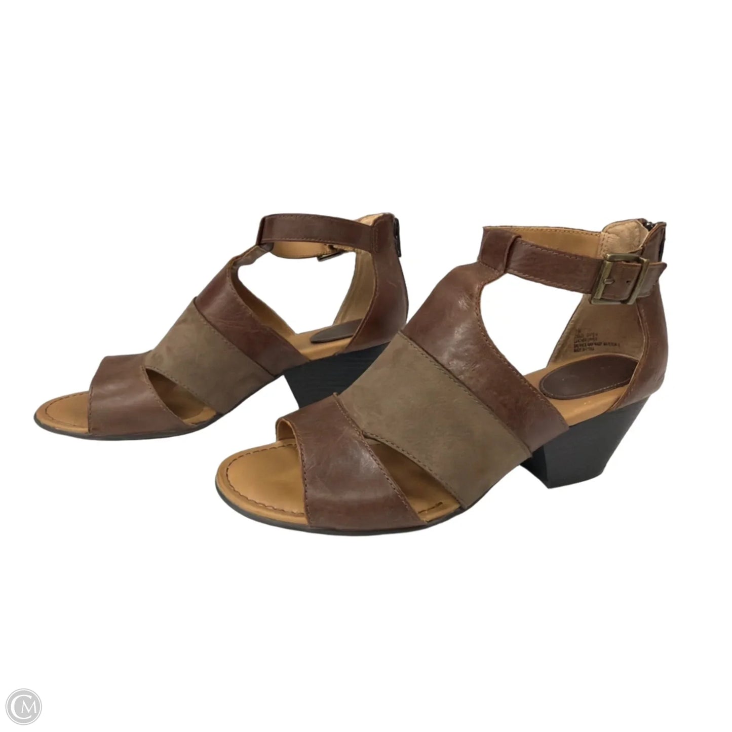 Sandals Heels Wedge By Boc In Brown, Size: 9