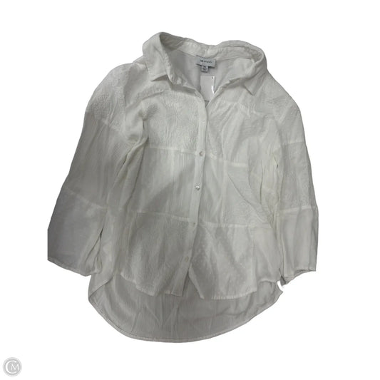 Top Long Sleeve By Ab Studio In White, Size: 1x