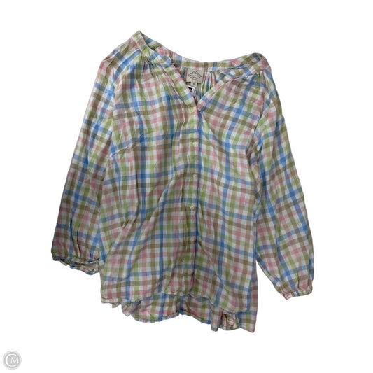 Top 3/4 Sleeve By St Johns Bay In Checkered Pattern, Size: 3x