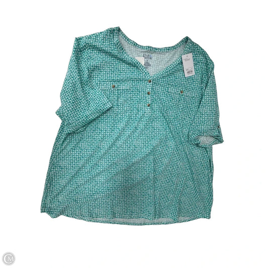 Top Short Sleeve By Croft And Barrow In Green, Size: 3x