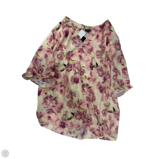 Top Short Sleeve By Torrid In Cream & Purple, Size: 2x