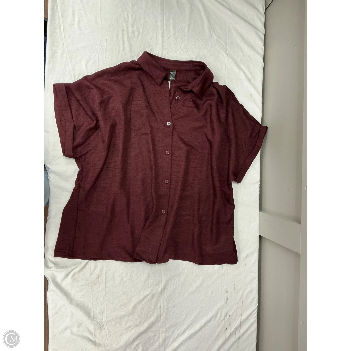 Top Short Sleeve By Emery Rose In Maroon, Size: 4x