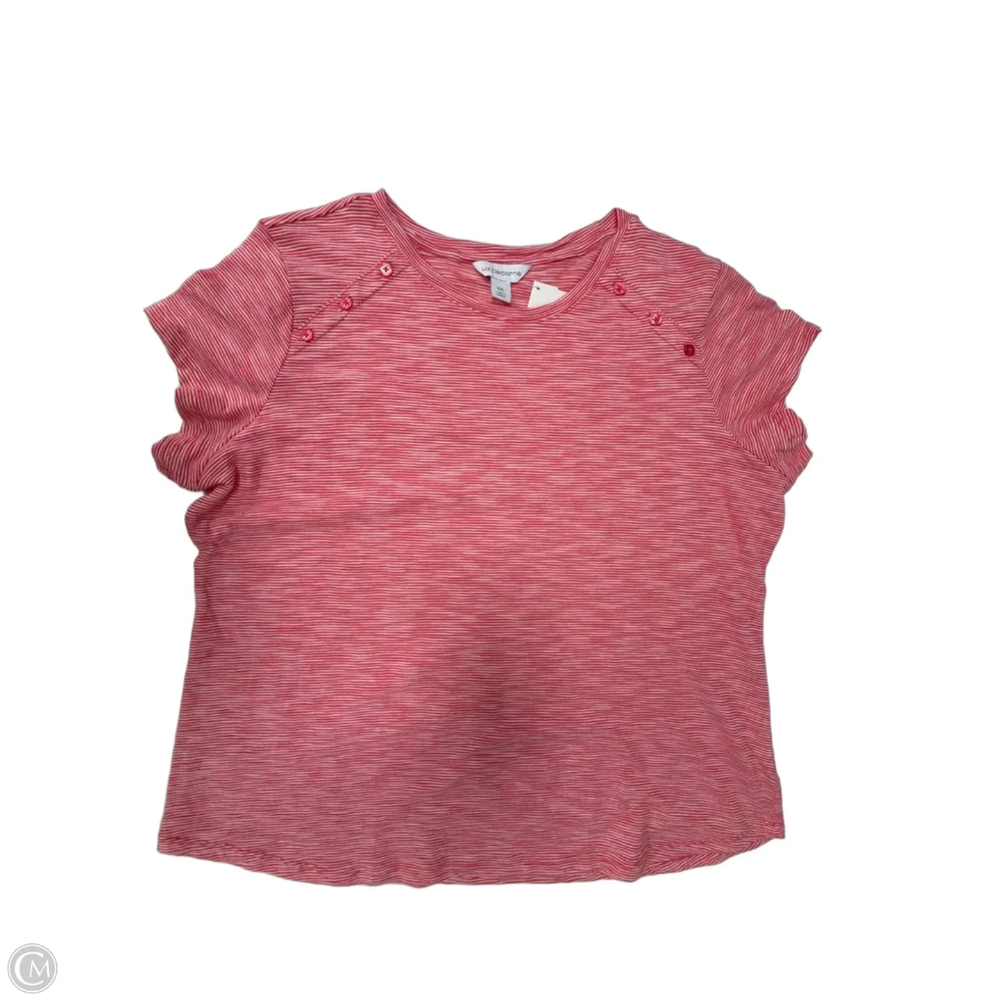 Top Short Sleeve By Liz Claiborne In Striped Pattern, Size: Xxl