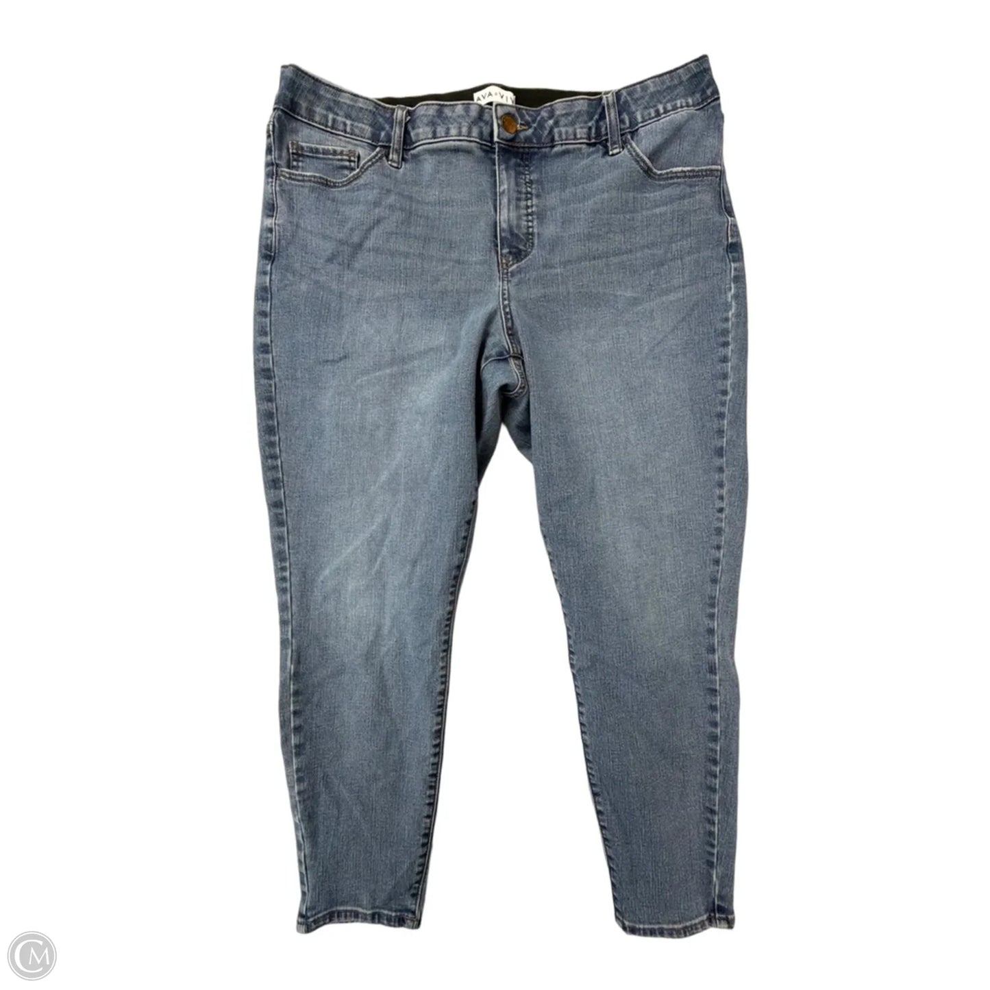 Jeans Skinny By Ava & Viv In Blue Denim, Size: 18