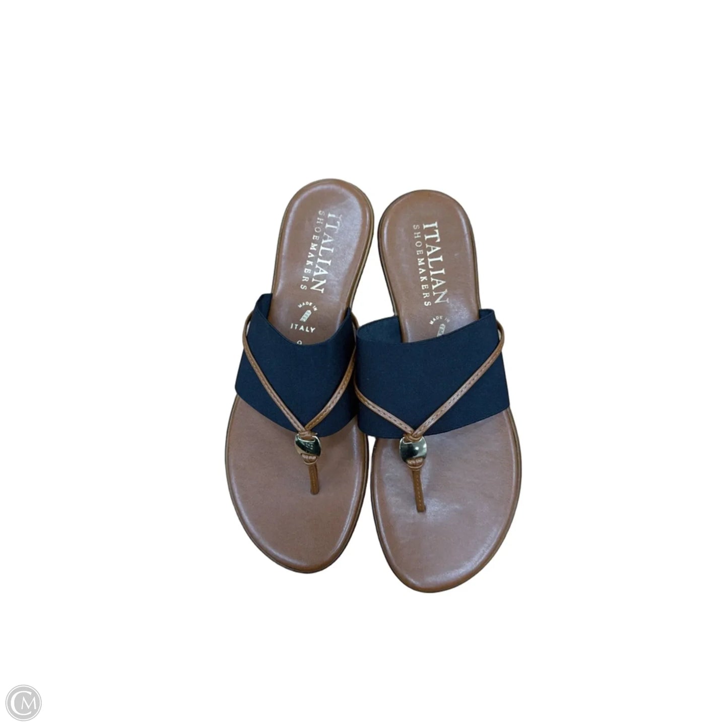 Sandals Flats By Italian Shoemakers In Black & Brown, Size: 9