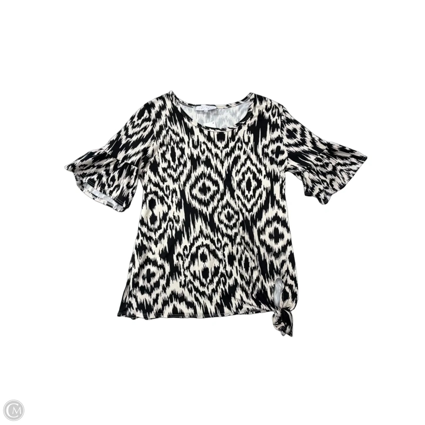 Top Short Sleeve By Cest La Vie In Black & Cream, Size: M