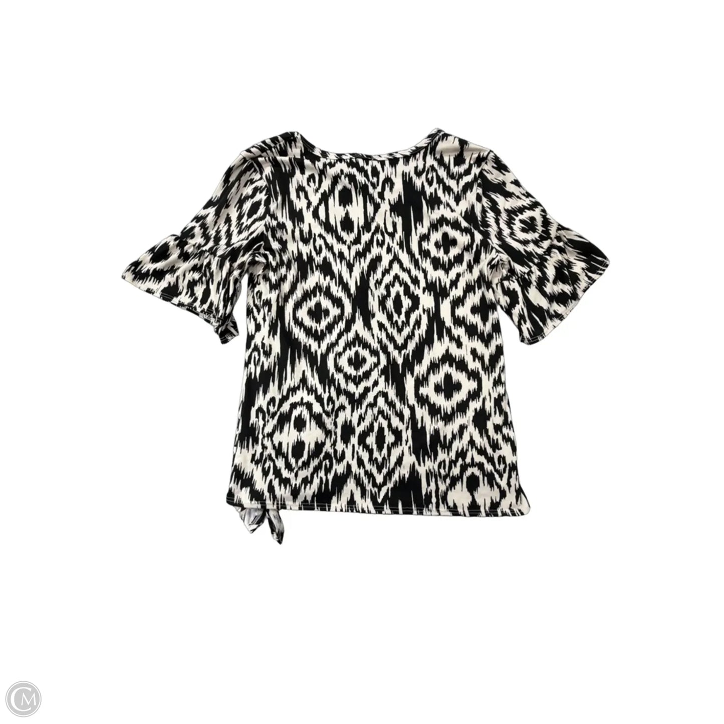 Top Short Sleeve By Cest La Vie In Black & Cream, Size: M