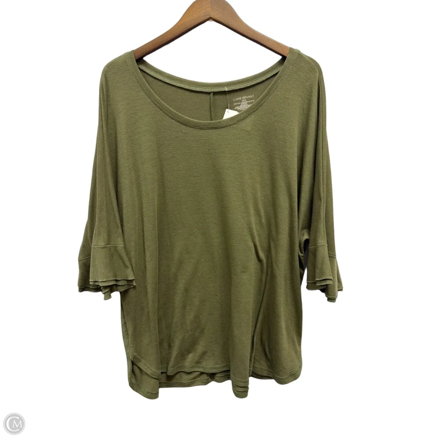 Top 3/4 Sleeve By Lane Bryant In Green, Size: 1x