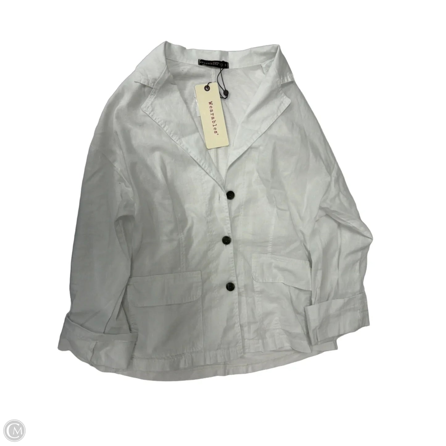 Blazer By Clothes Mentor In White, Size: S