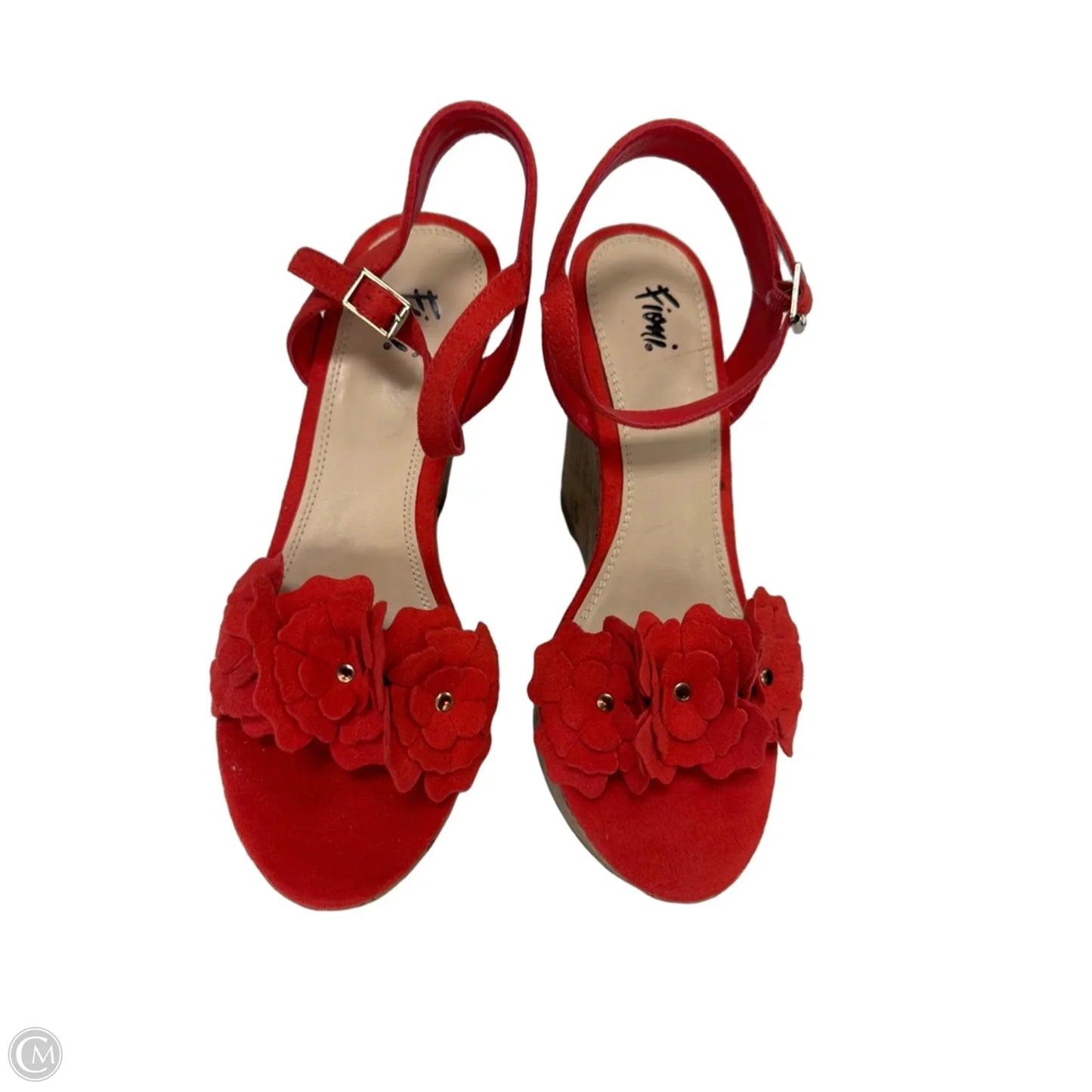 Sandals Heels Wedge By Fioni In Red, Size: 6.5