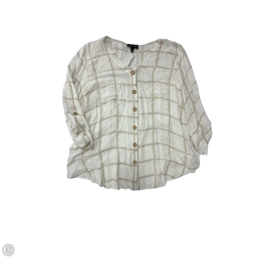 Top 3/4 Sleeve By In Studio In Plaid Pattern, Size: L