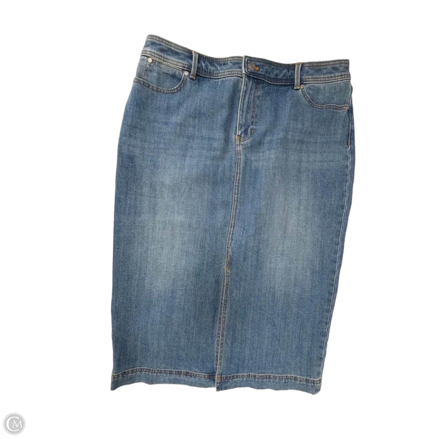 Skirt Midi By Talbots In Blue Denim, Size: Xl