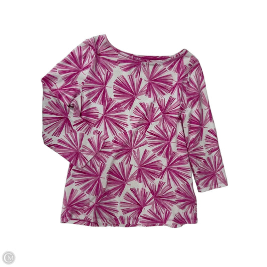 Top 3/4 Sleeve By Talbots In Pink & White, Size: Mp